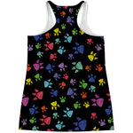 Cute Dino Footprint Pattern Print Women's Racerback Tank Top