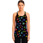 Cute Dino Footprint Pattern Print Women's Racerback Tank Top