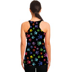 Cute Dino Footprint Pattern Print Women's Racerback Tank Top