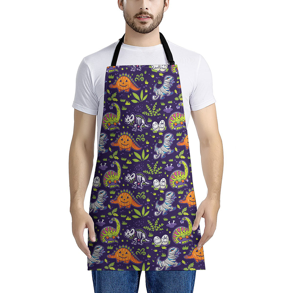 Cute Dino Halloween Pattern Print Apron