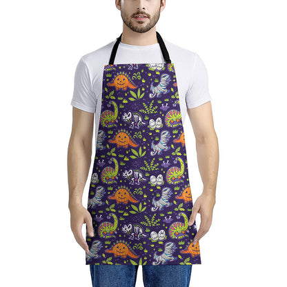 Cute Dino Halloween Pattern Print Apron