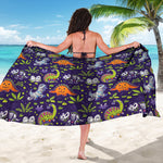 Cute Dino Halloween Pattern Print Beach Sarong Wrap