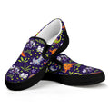 Cute Dino Halloween Pattern Print Black Slip On Sneakers