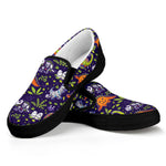 Cute Dino Halloween Pattern Print Black Slip On Shoes