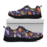 Cute Dino Halloween Pattern Print Black Sneakers
