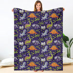 Cute Dino Halloween Pattern Print Blanket