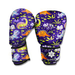 Cute Dino Halloween Pattern Print Boxing Gloves