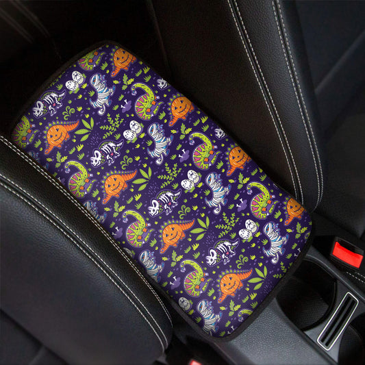 Cute Dino Halloween Pattern Print Car Center Console Cover