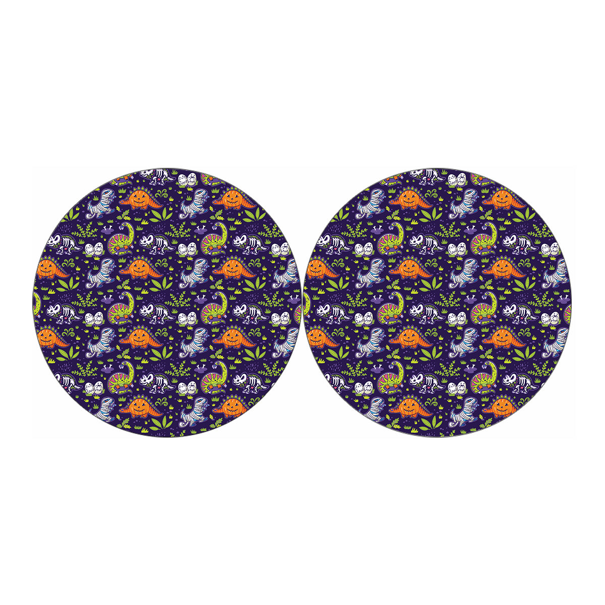 Cute Dino Halloween Pattern Print Car Coasters