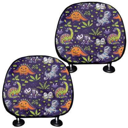 Cute Dino Halloween Pattern Print Car Headrest Covers
