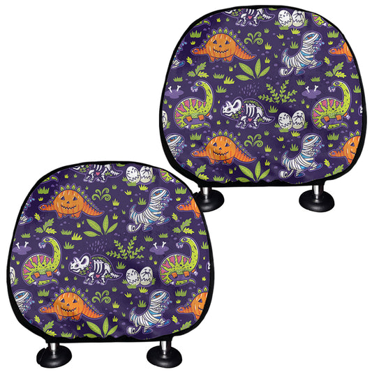 Cute Dino Halloween Pattern Print Car Headrest Covers
