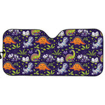 Cute Dino Halloween Pattern Print Car Sun Shade