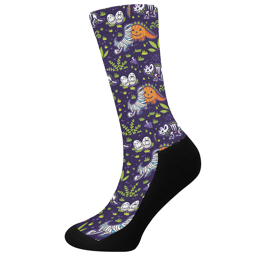 Cute Dino Halloween Pattern Print Crew Socks