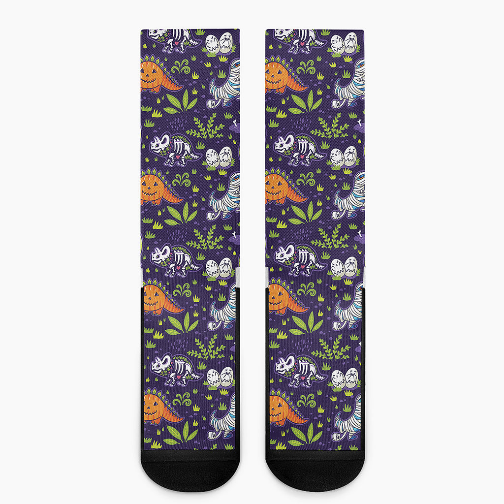 Cute Dino Halloween Pattern Print Crew Socks