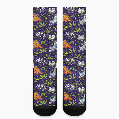 Cute Dino Halloween Pattern Print Crew Socks