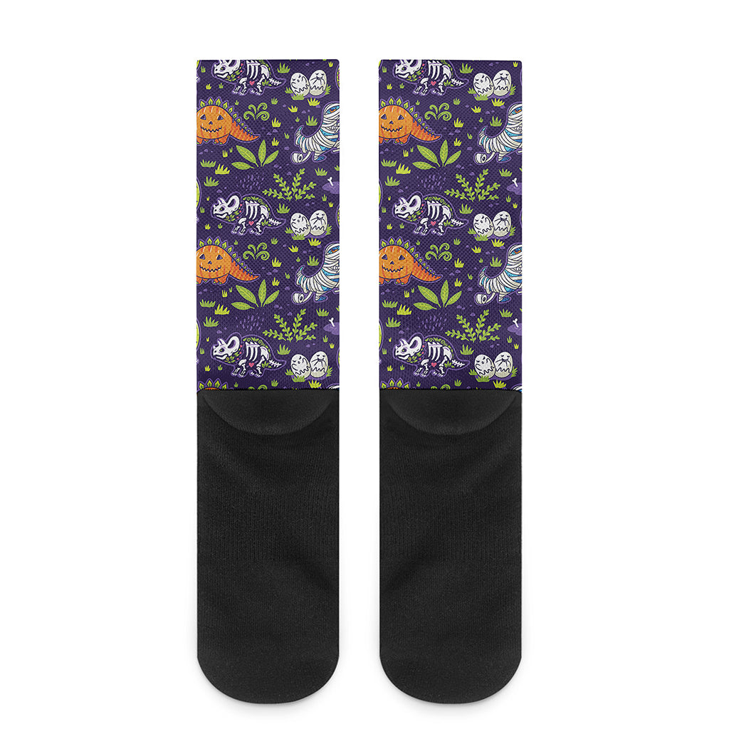 Cute Dino Halloween Pattern Print Crew Socks