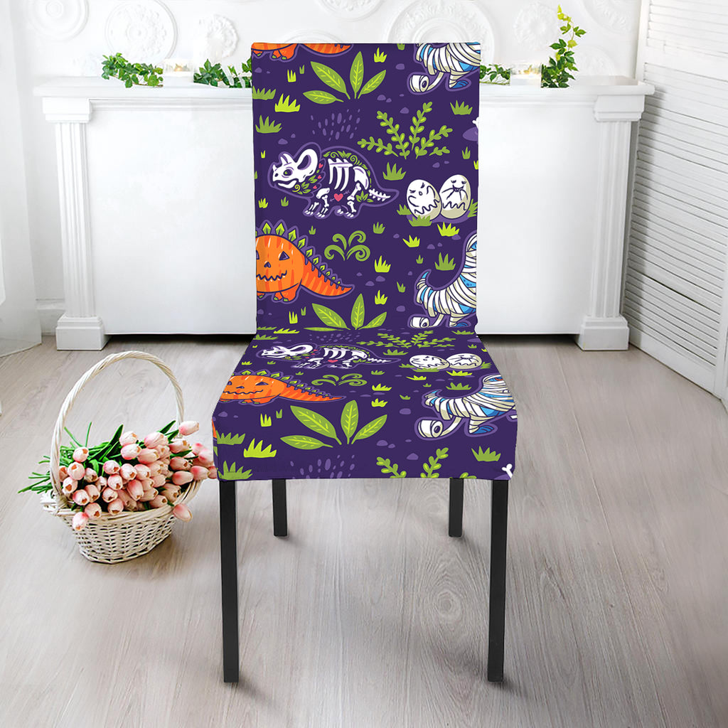 Cute Dino Halloween Pattern Print Dining Chair Slipcover