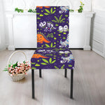 Cute Dino Halloween Pattern Print Dining Chair Slipcover