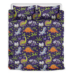 Cute Dino Halloween Pattern Print Duvet Cover Bedding Set