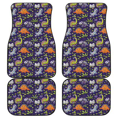 Cute Dino Halloween Pattern Print Front and Back Car Floor Mats
