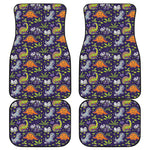 Cute Dino Halloween Pattern Print Front and Back Car Floor Mats