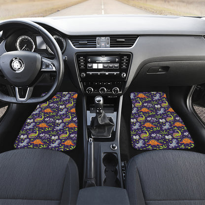 Cute Dino Halloween Pattern Print Front and Back Car Floor Mats