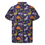 Cute Dino Halloween Pattern Print Men's Short Sleeve Shirt