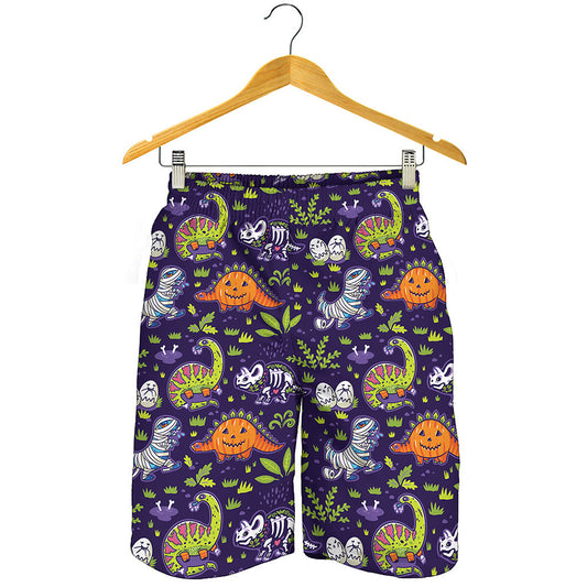 Cute Dino Halloween Pattern Print Men's Shorts