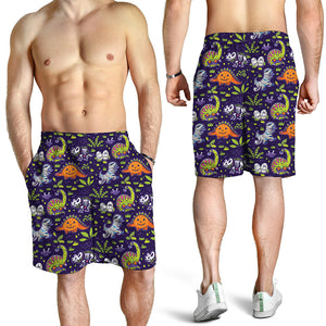 Cute Dino Halloween Pattern Print Men's Shorts