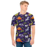 Cute Dino Halloween Pattern Print Men's T-Shirt
