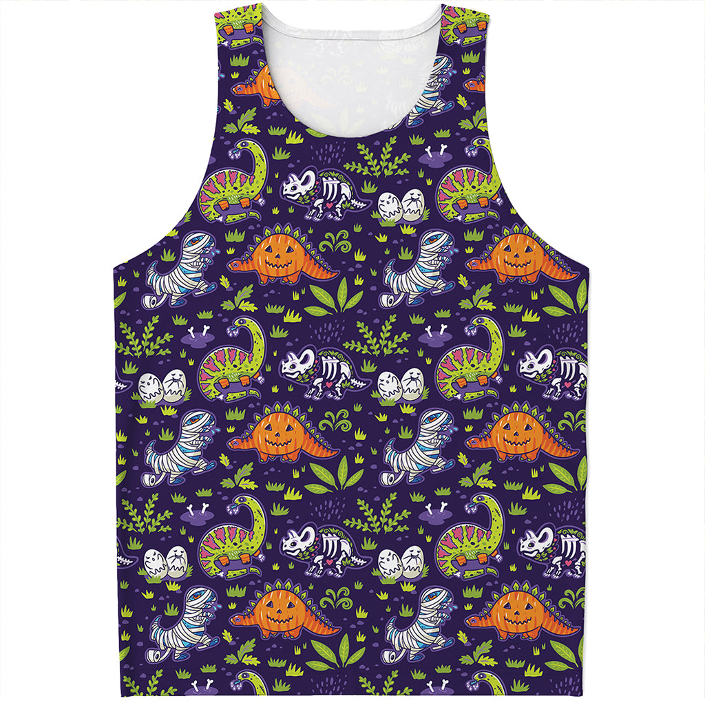 Cute Dino Halloween Pattern Print Men's Tank Top