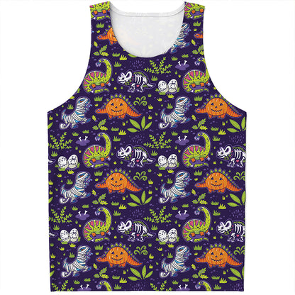 Cute Dino Halloween Pattern Print Men's Tank Top