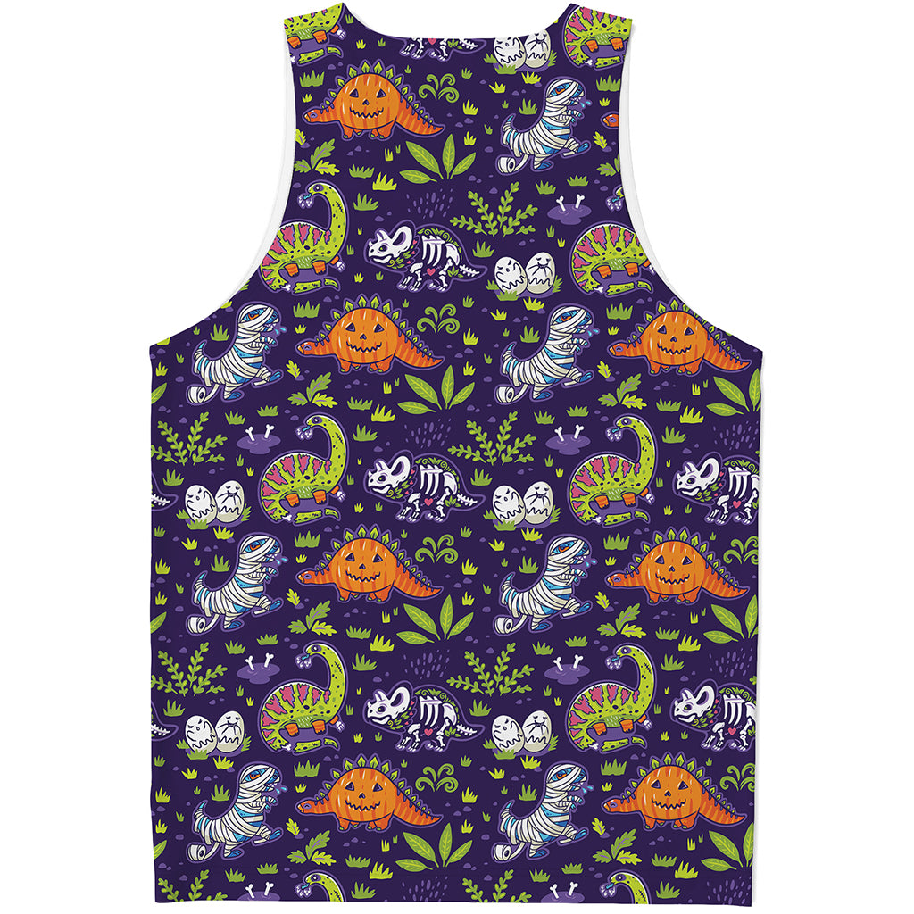 Cute Dino Halloween Pattern Print Men's Tank Top