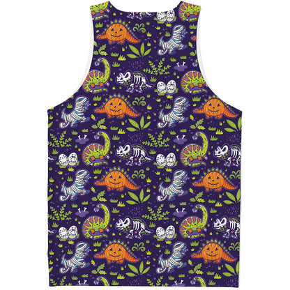 Cute Dino Halloween Pattern Print Men's Tank Top