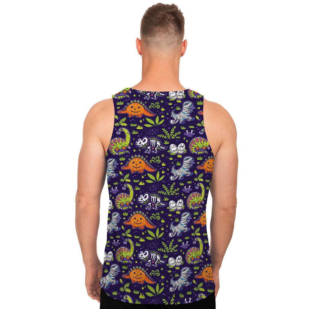 Cute Dino Halloween Pattern Print Men's Tank Top