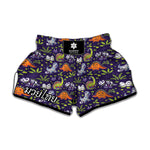 Cute Dino Halloween Pattern Print Muay Thai Boxing Shorts
