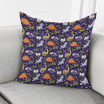 Cute Dino Halloween Pattern Print Pillow Cover