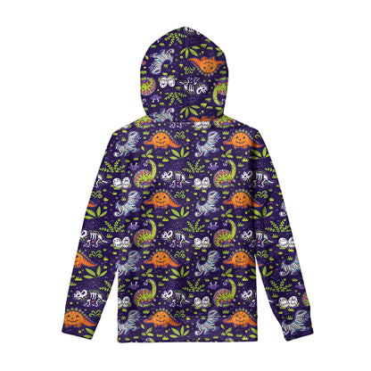 Cute Dino Halloween Pattern Print Pullover Hoodie