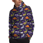 Cute Dino Halloween Pattern Print Pullover Hoodie