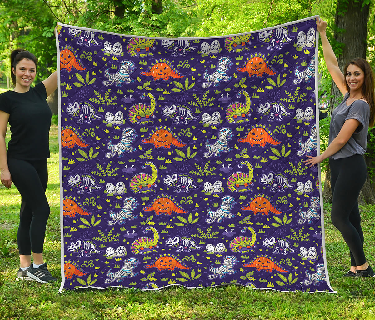Cute Dino Halloween Pattern Print Quilt