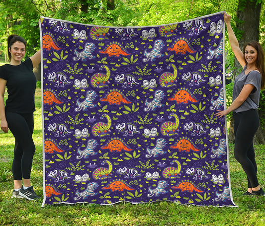 Cute Dino Halloween Pattern Print Quilt
