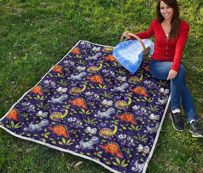 Cute Dino Halloween Pattern Print Quilt