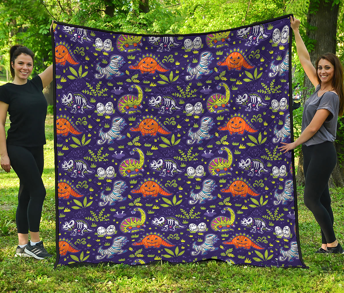 Cute Dino Halloween Pattern Print Quilt