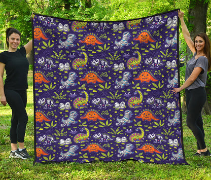 Cute Dino Halloween Pattern Print Quilt