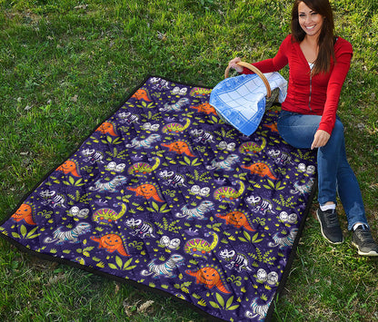 Cute Dino Halloween Pattern Print Quilt