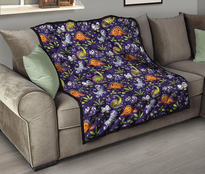 Cute Dino Halloween Pattern Print Quilt