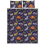 Cute Dino Halloween Pattern Print Quilt Bed Set