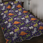 Cute Dino Halloween Pattern Print Quilt Bed Set