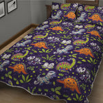 Cute Dino Halloween Pattern Print Quilt Bed Set
