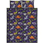 Cute Dino Halloween Pattern Print Quilt Bed Set